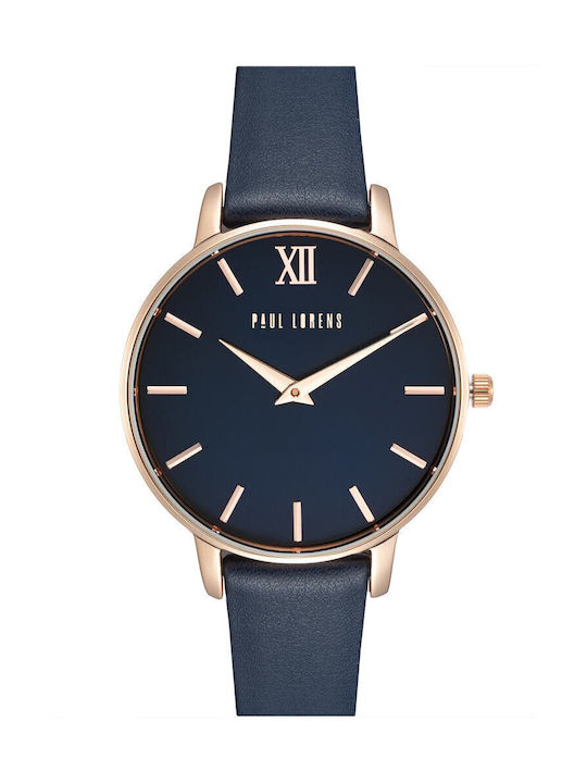 Paul Lorens Watch with Navy Blue Leather Strap