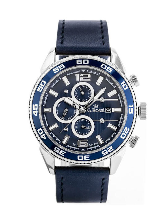 G.Rossi Watch Battery with Blue Leather Strap