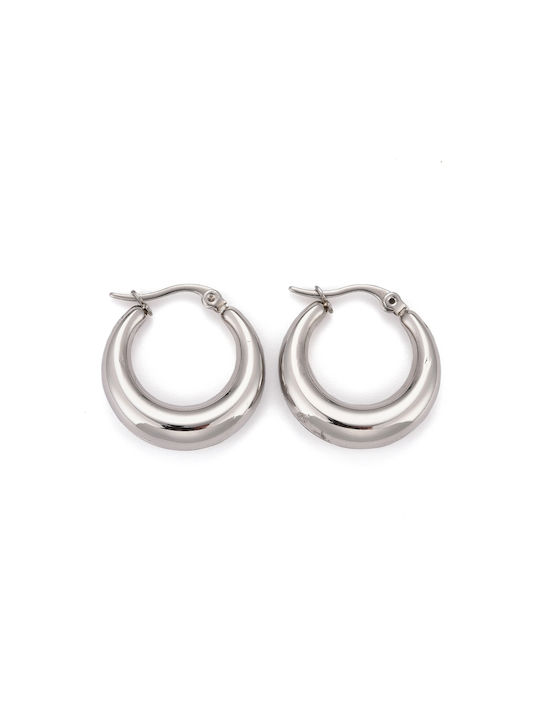 Stainless Steel Hoop Earrings Silver 24mm 1 Pair