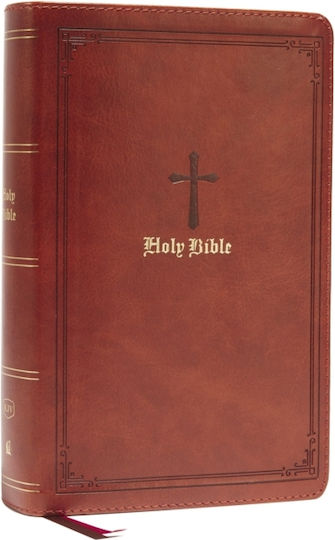 Kjv Holy Bible Large Print Single-column 43,000 End--verse Cross References Brown Leathersoft Personal Size Red Letter Comfort Print King James Version Thomas Nelson Publishers Leather Fine Binding