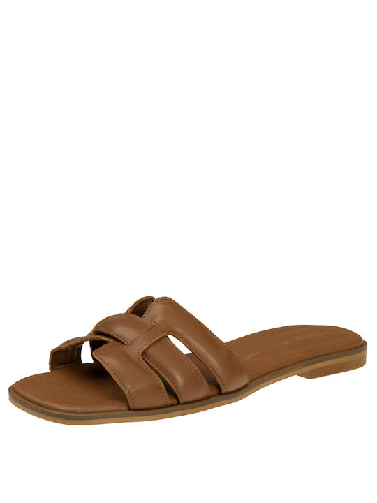 Carad Shoes Women's Flat Sandals in Tabac Brown Color