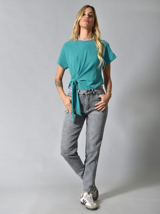 Belle Femme Women's Jean Trousers in Boyfriend Fit Grey