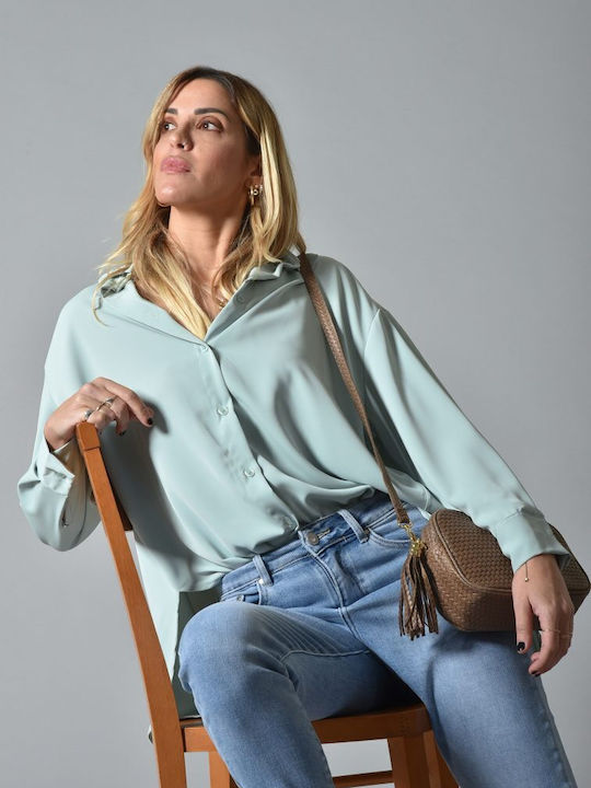 Asymmetric Wide Basic Shirt ∞ Beige