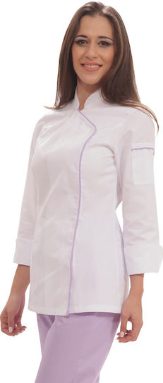 The Uniform Company Mantel Koch 100% Baumwolle Damen Weiß mit Langärmelig