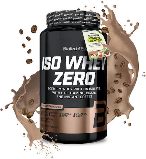 Biotech USA Iso Whey Zero With Glutamine & BCAAs Lactose Reduced Protein Whey Gluten Free with Flavor Caffe Latte 908gr