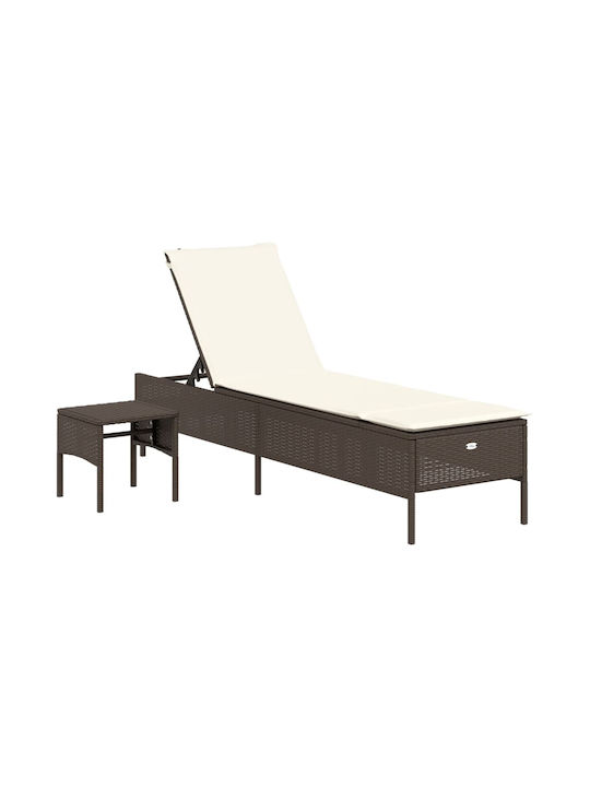 Șezlong Rattan cu Pernă Maro 198x55x39cm