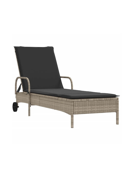 Ξαπλώστρα Rattan με Μαξιλάρι Γκρι 61x161x87εκ.