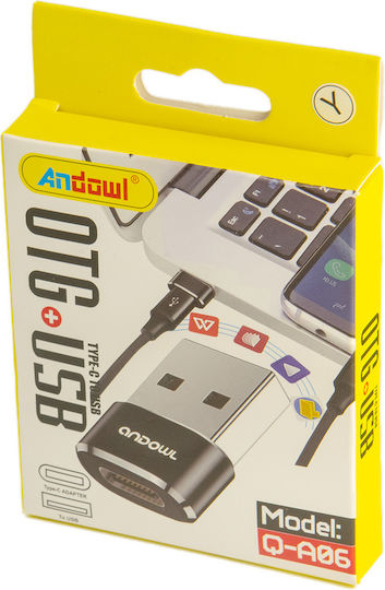 Andowl USB-A Male To USB-C Female Converter 1 Piece Q-A06