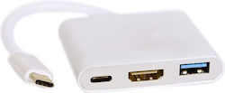 USB-C Мъжки към HDMI / USB-A / USB-C Женски