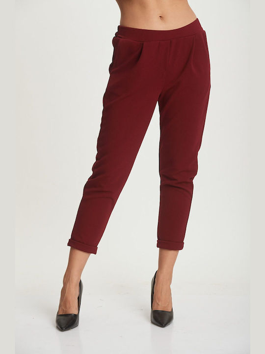 Dress Up Women's Fabric Trousers Bordeaux