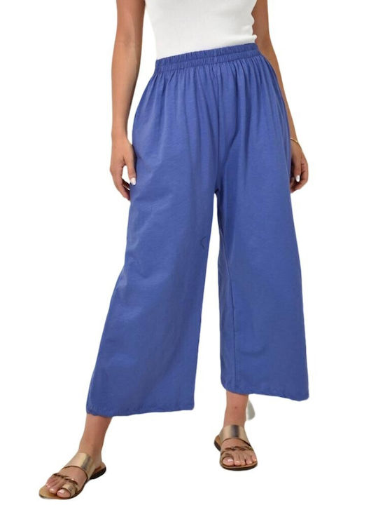 Високоталираните сини панталони Culotte с цип 24766