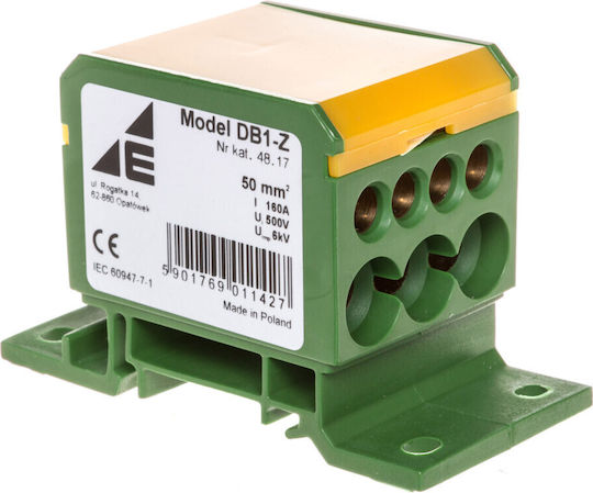 Distribution Block 2x4-50mm2 + + 3x2,5-25mm2 4x2,5-16mm2 Yellow-green Db1-z 48.17