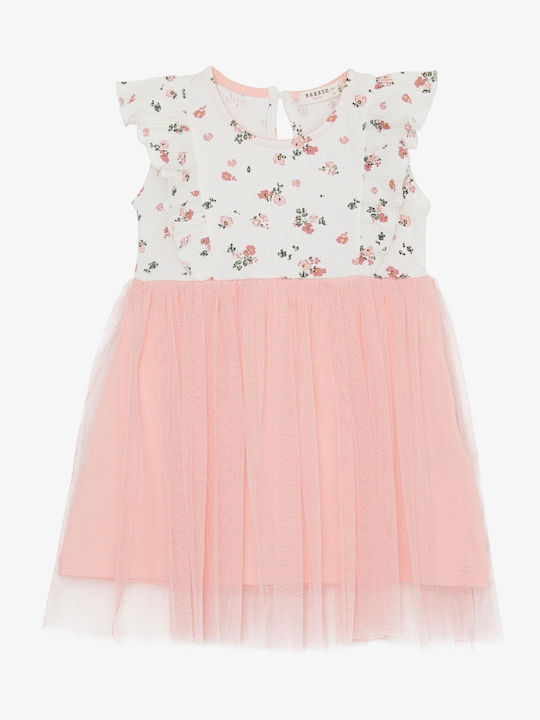 Trendy Shop Kids Dress Tulle Floral Sleeveless Orange