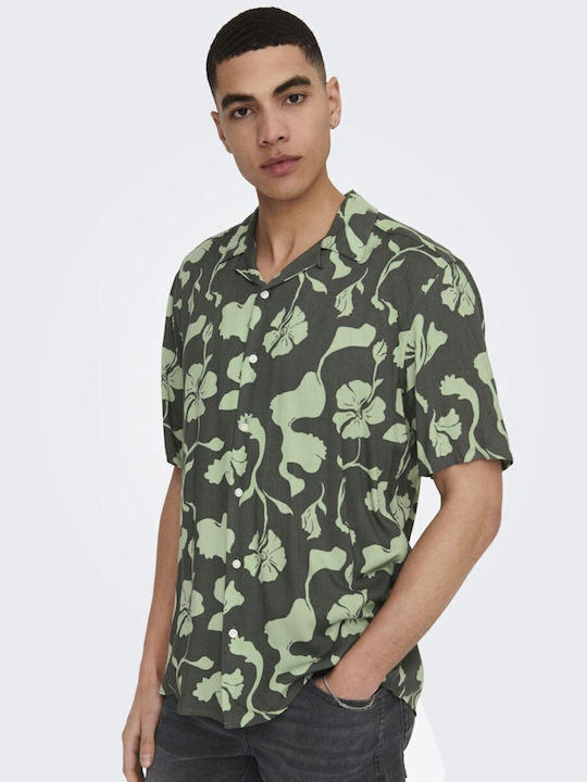 Only & Sons Short-sleeved Cotton Shirt Floral C...