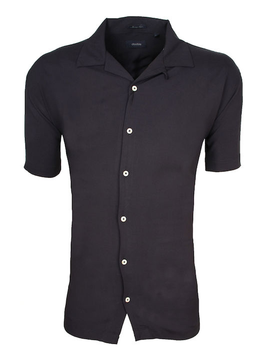 Double Men's Shirt Short Sleeve Cotton Black