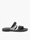 Leather Women's Flat Sandals in Black Color