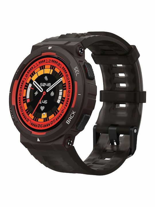 Amazfit Active Edge 46mm Rezistent la apă Ceas inteligent cu pulsometru (Lava Black)