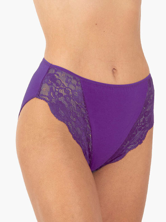 A.A UNDERWEAR Cotton Women's Slip Seamless with Lace Purple