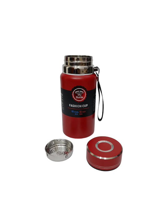 Water Bottle Stainless Steel 600ml Red