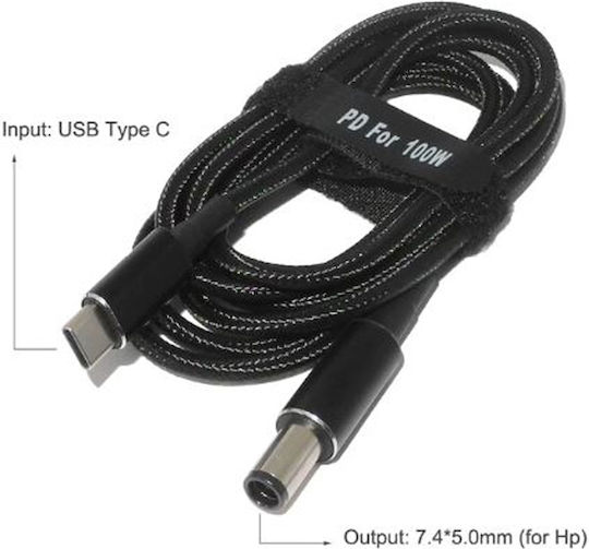 Cable USB Type-C Converter to 7.4mm*5.0mm 45W 65W 90W 100W for HP (1-DCCRD048) 1pcs