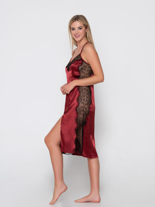 Luna Summer Satin Women's Nightdress Red