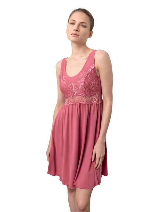 Summer Lace Nightgown Vamp 18033 Salmon