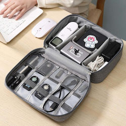 Flippy Organizer Tasche Kabel Zubehör Tragbar Wasserdicht 24,5 x 18 x 10 cm Grau