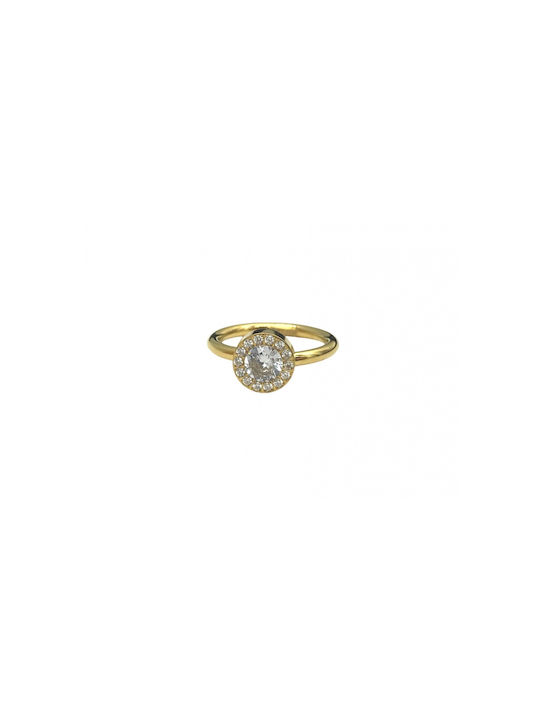 Stainless Steel Ring with Crystal Rhinestones Gold 1 piece