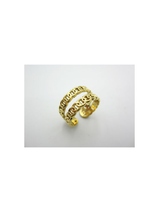 Steel Gold Open Chain Ring