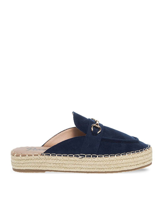 Parex Wildleder Mules mit Absatz in Blau Farbe