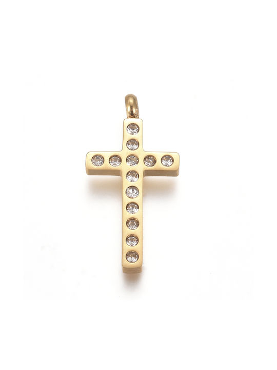 Steel Gold Cross 22x11mm 1pc