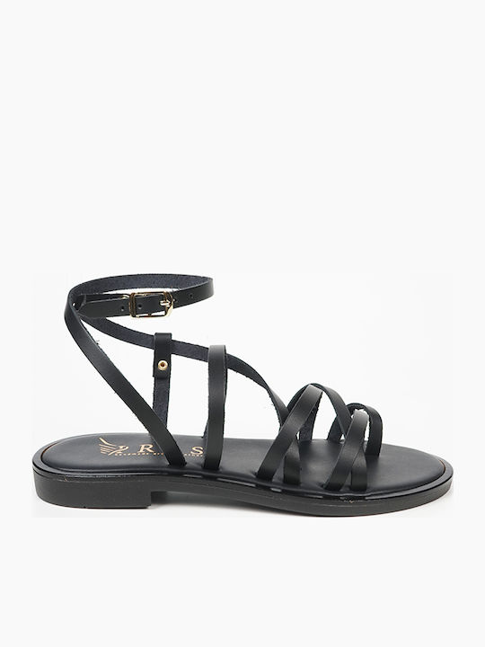 Women's Handmade Leather Sandals Ancient Greek Style Black 151235