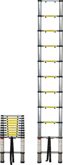 JBM Teleskopische Leiter Aluminium 9 Stufen mit maximaler Höhe 3.2m