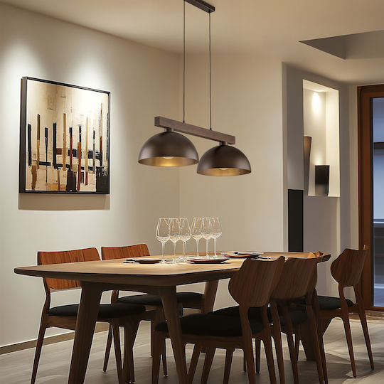 TK Lighting Oslo Κρεμαστό Φωτιστικό Καφέ LED Ράγα 83εκ.