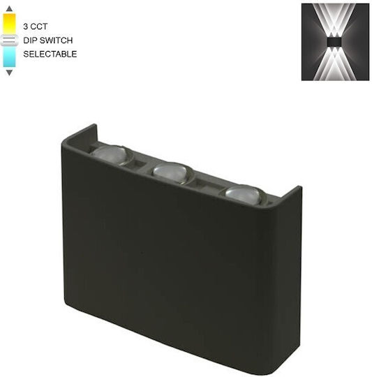 Vito Wall-Mounted Outdoor Light LED IP65 6W with Adjustable White Light 16x10εκ.