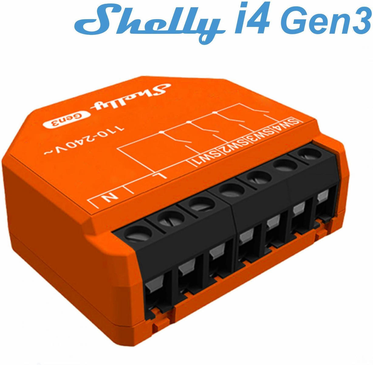 Shelly I4 Gen 3 Smart Switch 4 Καναλιών Wi-Fi, Bluetooth & RF 16A