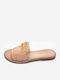 Leather Women's Flat Sandals in Tabac Brown Color