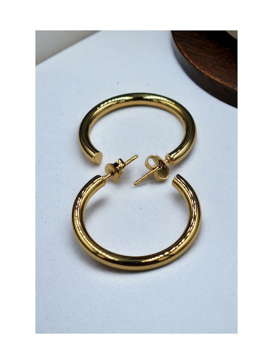 Steel Gold Thick Hoop Earrings