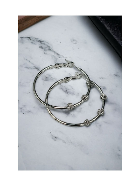 Stainless Steel Silver Hoop Earrings with Three Knots