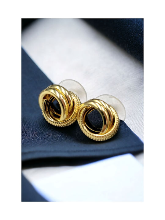 Gold Stud Earrings with Open Knot