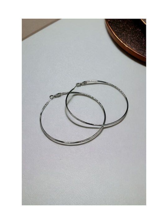 Stainless Steel Silver Thin Hoop Earrings