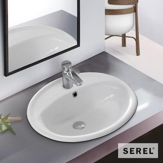 Serel Επικαθήμενος Νιπτήρας Πορσελάνης 58x49cm White