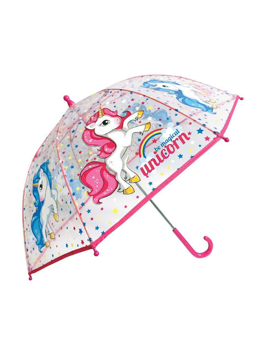 Chanos Kinder Regenschirm Gebogener Handgriff Rosa mit Durchmesser 45cm.