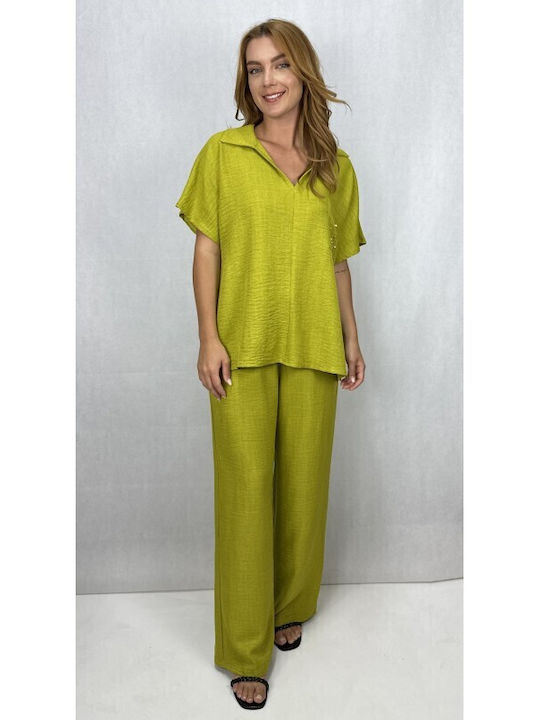 Sugar Women's Fabric Palazzo Pants Lime