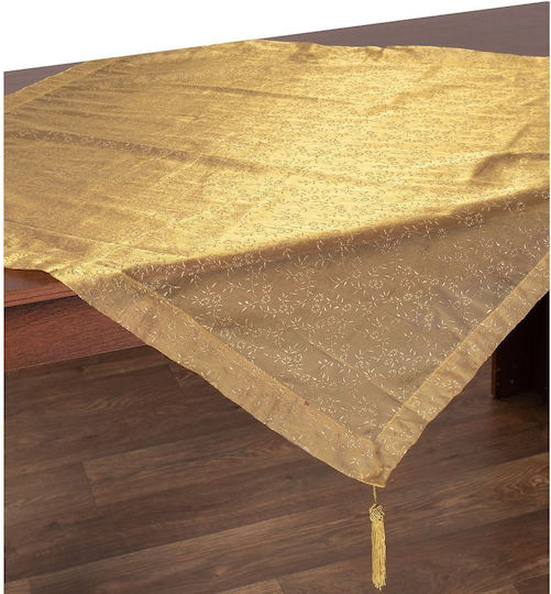 Silk Fashion Checkered with Embroidery 00010 Gold 90x90cm