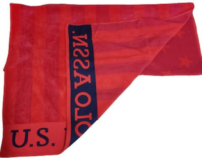 U.S. Polo Assn. Πετσέτα Θαλάσσης Κόκκινη 100x170εκ.