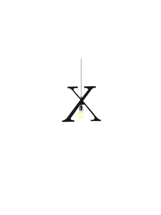 100151-x Alphabet Μοντέρνο Κρεμαστό Φωτιστικό Οροφής Μονόφωτο 1xe27 Μαύρο Μεταλλικό Φιγούρα X Φ38 X Υ38cm