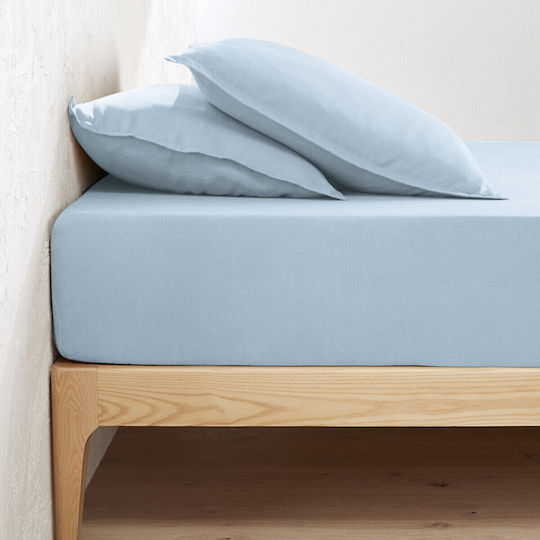 La Redoute Interieurs Cearșaf Dublu cu Elastic 140x200+30cm. Prewashed linen