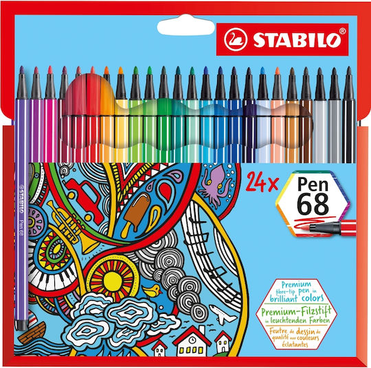 Stabilo Pen 68 Маркери 1мм Stabilo, St6824-7 24 Colors 24бр