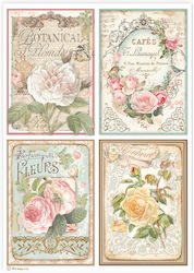 Stamperia A4 Rose Cards Ριζόχαρτο Decoupage Ροζ